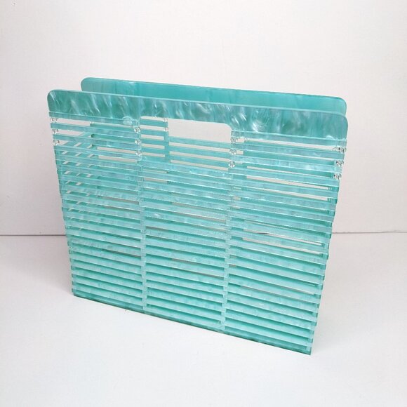 Turquoise Marbled Womens Acrylic Clutch Summer Handbag - Picture 1 of 4